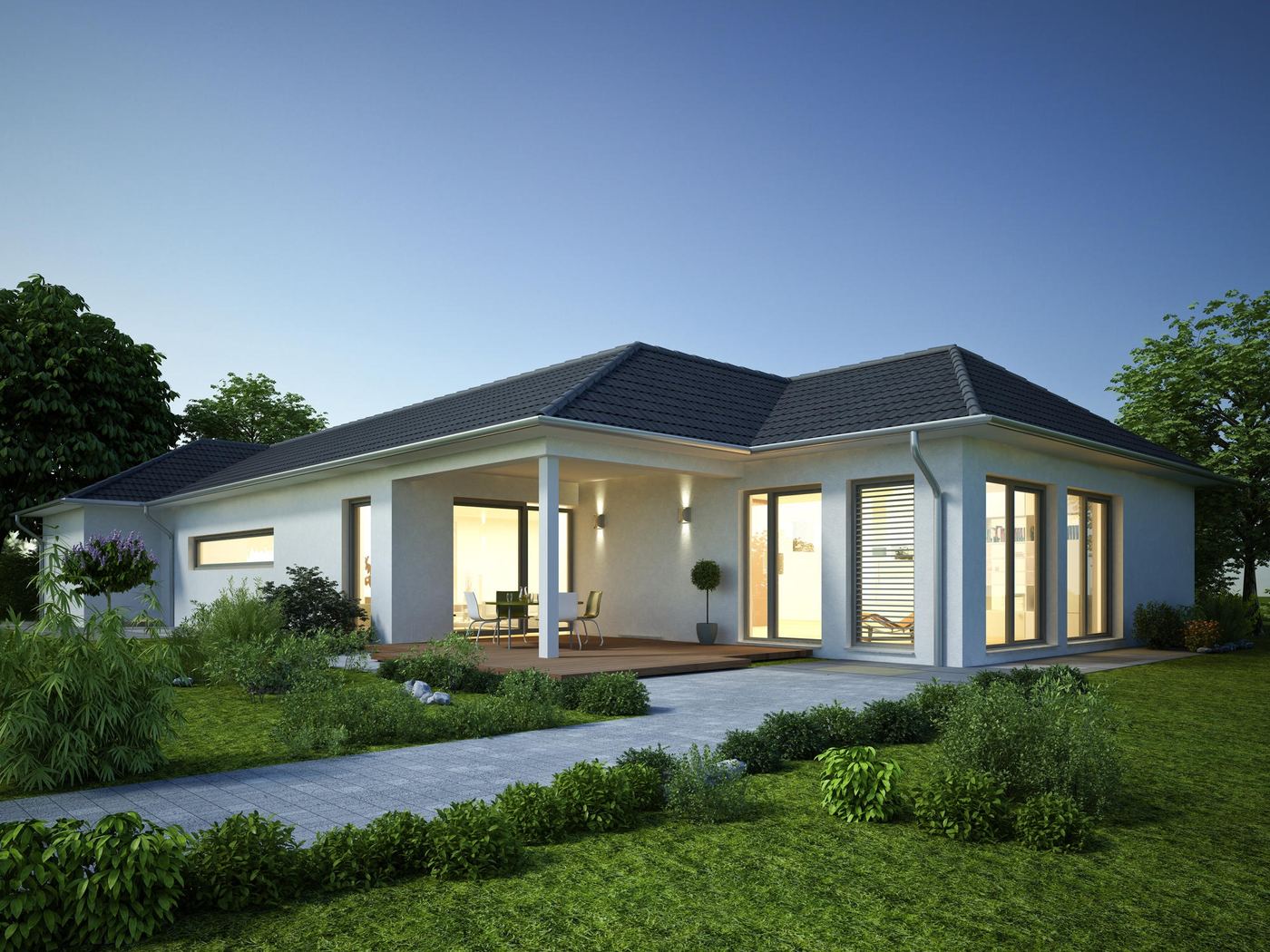 Bungalow 150 - diesen Bungalow mit 150 qm Wohnfläche bauen wir schlüsselfertig zum Festpreis ab 392.000 €