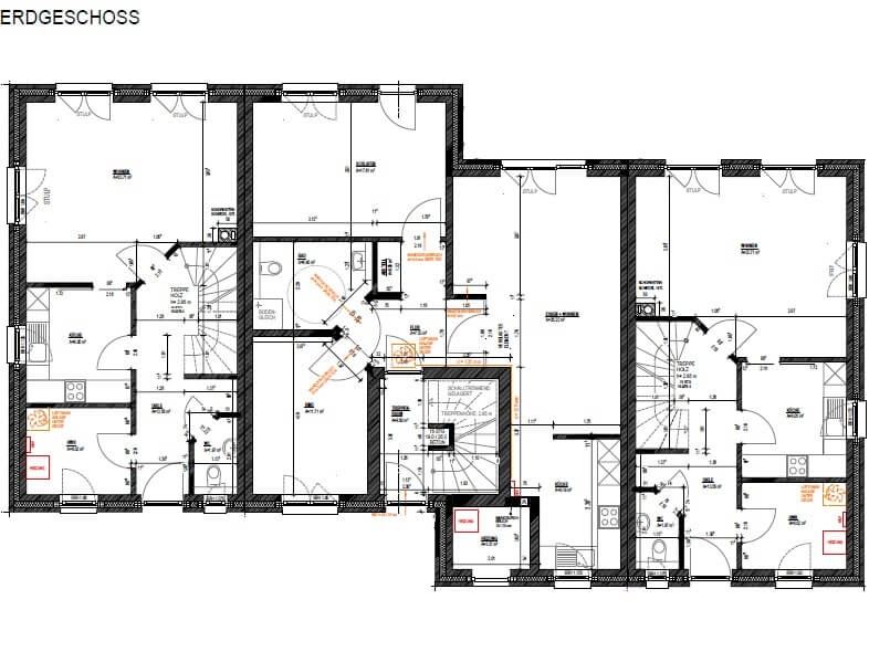Grundriss Erdgeschoss: Mehrfamilienhaus 616 - dieses Mehrfamilienhaus mit über 600 qm Wohnfläche bauen wir schlüsselfertig zum Festpreis ab 1.525.000 €