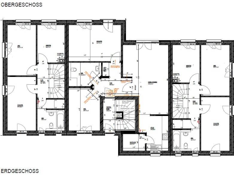 Grundriss Obergeschoss: Mehrfamilienhaus 616 - dieses Mehrfamilienhaus mit über 600 qm Wohnfläche bauen wir schlüsselfertig zum Festpreis ab 1.525.000 €