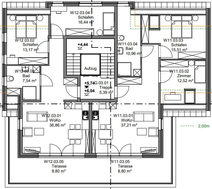 Grundriss Dachgeschoss: Mehrfamilienhaus 830 - dieses Mehrfamilienhaus mit über 800 qm Wohnfläche bauen wir schlüsselfertig zum Festpreis ab 1.995.000 €