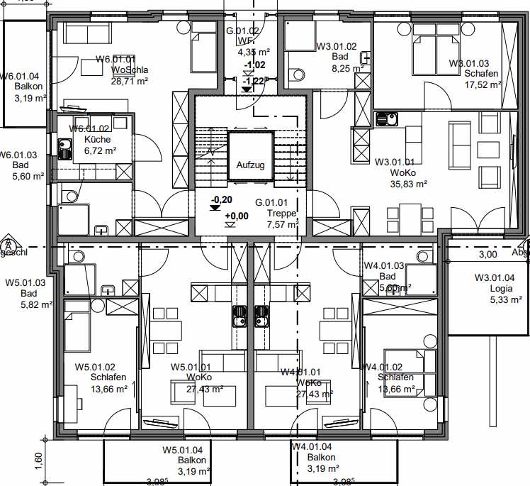 Grundriss Erdgeschoss: Mehrfamilienhaus 830 - dieses Mehrfamilienhaus mit über 800 qm Wohnfläche bauen wir schlüsselfertig zum Festpreis ab 1.995.000 €