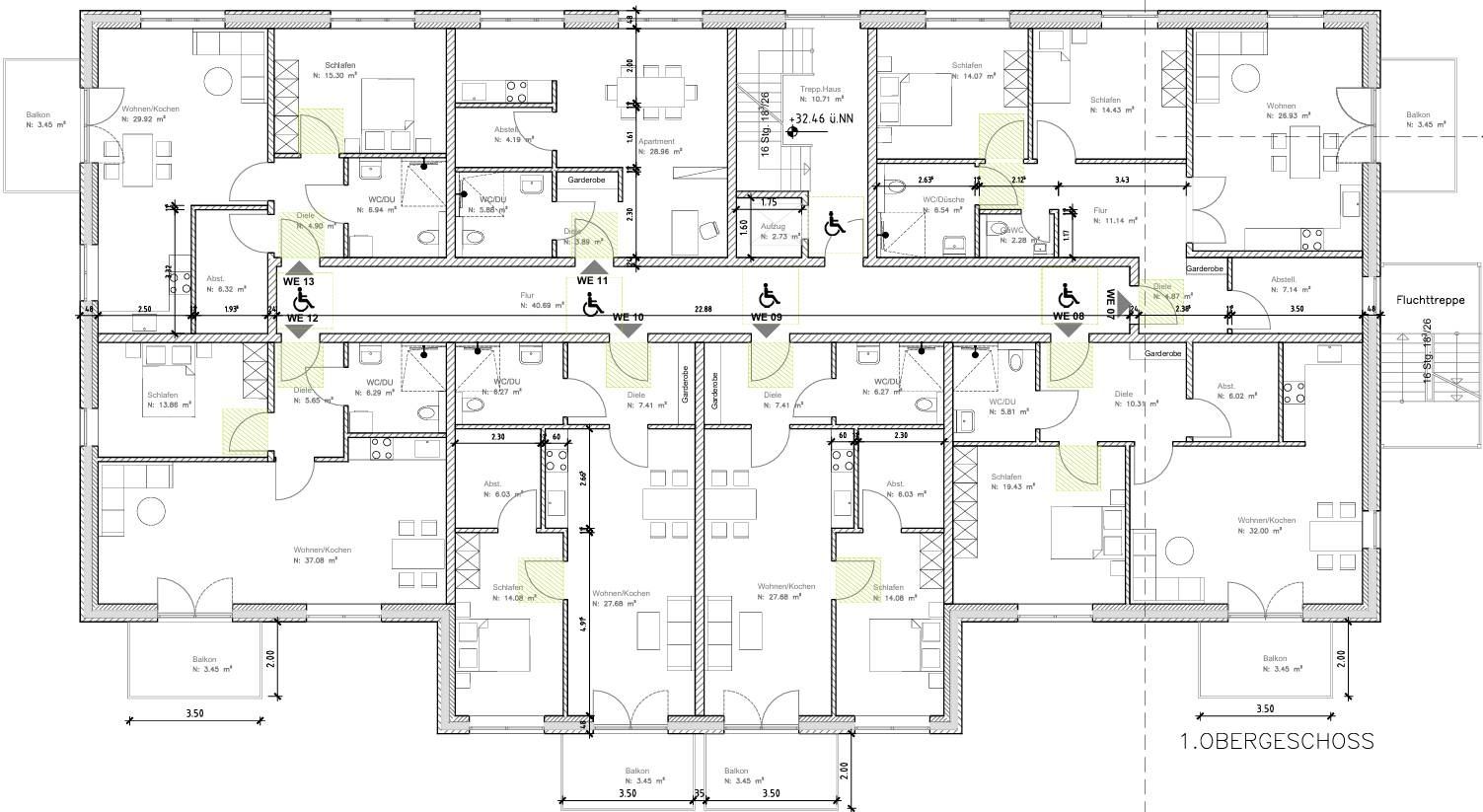 Grundriss Obergeschoss: Mehrfamilienhaus 1723 - dieses Mehrfamilienhaus mit über 1.700 qm Wohnfläche bauen wir schlüsselfertig zum Festpreis - Preis auf Anfrage
