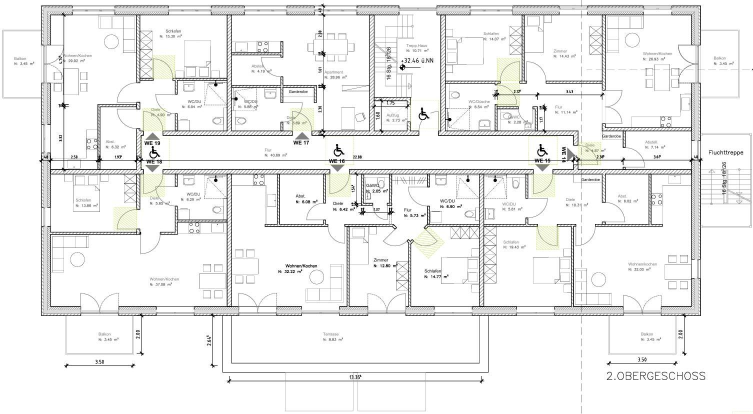 Grundriss Obergeschoss: Mehrfamilienhaus 1723 - dieses Mehrfamilienhaus mit über 1.700 qm Wohnfläche bauen wir schlüsselfertig zum Festpreis - Preis auf Anfrage