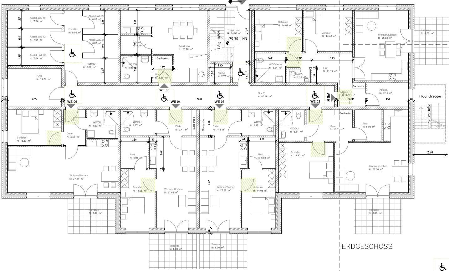 Grundriss Erdgeschoss: Mehrfamilienhaus 1723 - dieses Mehrfamilienhaus mit über 1.700 qm Wohnfläche bauen wir schlüsselfertig zum Festpreis - Preis auf Anfrage