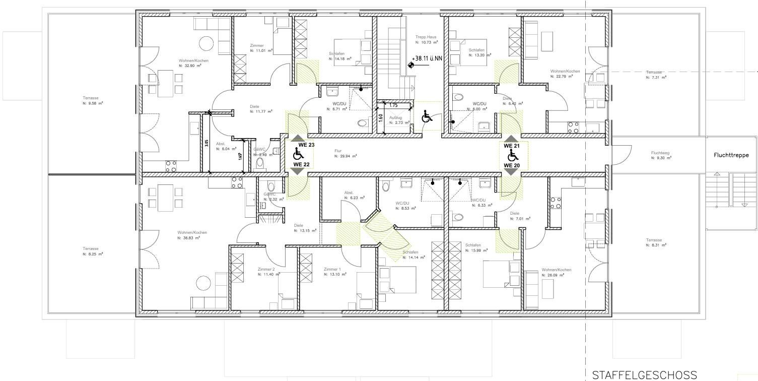 Grundriss Dachgeschoss: Mehrfamilienhaus 1723 - dieses Mehrfamilienhaus mit über 1.700 qm Wohnfläche bauen wir schlüsselfertig zum Festpreis - Preis auf Anfrage