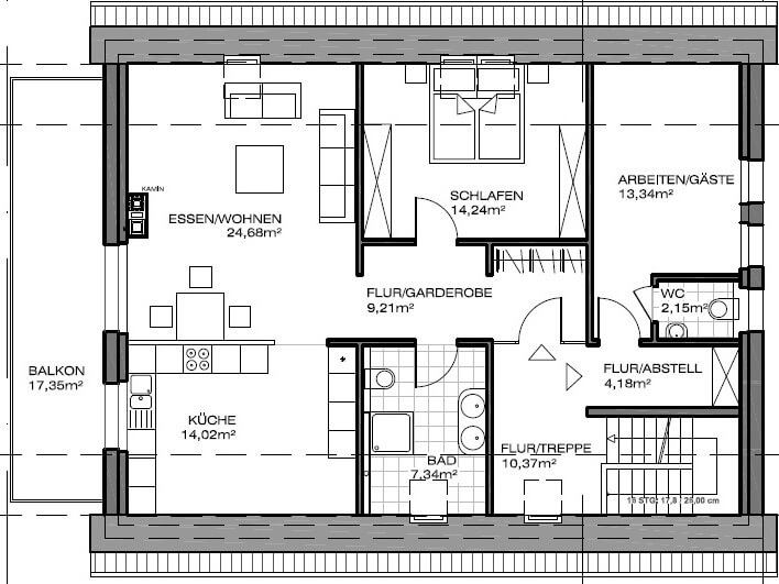 Grundriss Obergeschoss: Mehrgenerationenhaus 231 - dieses Mehrgenerationenhaus mit über 230 qm Wohnfläche bauen wir schlüsselfertig zum Festpreis ab 532.500 €